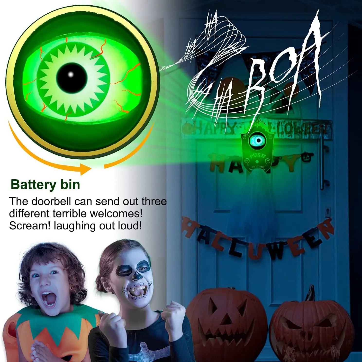 Halloween Decorations Halloween Doorbell Animated Eyeball with Spooky Sounds Haunted HouseTrick or Treat Event for Kid A