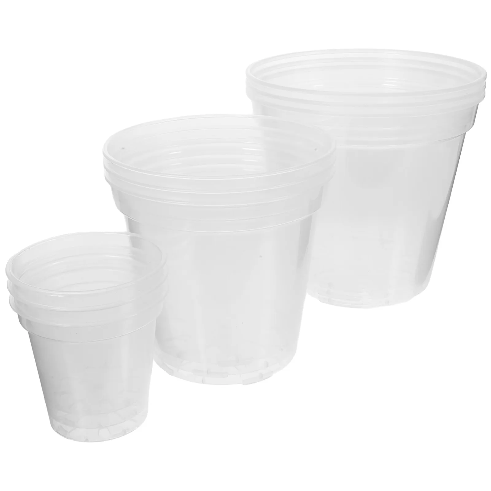 

9pcs Transparent Plant Pots Set Clear Flowerpot 3x7 6cm 3x12 7cm 3x15cm Drainage Holes Garden Balcony Plastic Containers