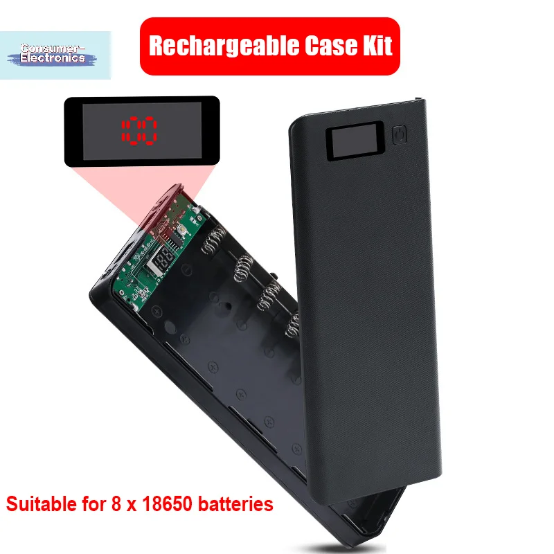 【1PC DIY Shell 8*18650 Battery Power Bank Dual USB For Phone Charging 18650 Battery Storage Box Case Without Battery】