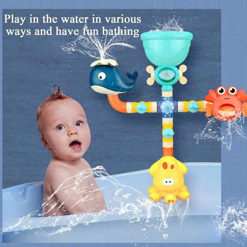 Bathtub Toys Waterwheel Bathing Toy Water Pipes Building Kit Games Education Bathroom Bathtub Shower Playset For Boys Girls