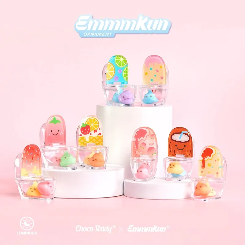 Mini emmmkun série de banheiro caixa cega emmm luminosa cocô figura ornamentos de mesa brinquedos colecionáveis presente aniversário do miúdo