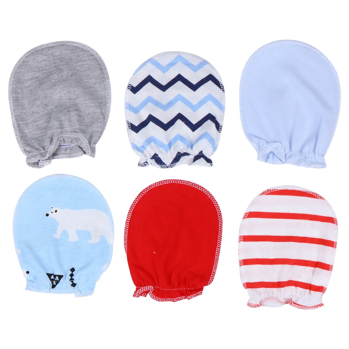 

6Pairs Anti-Scratching Gloves Premium Soft Breathable Cotton Mittens for 0-6 Months Hand Protection