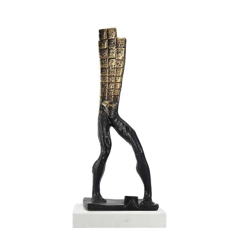 Textured Handmade Metal Marble Abstract Leg Sculpture Golden Bronze Silver Modern Luxury Upgrades Space Art Fit Showroom Counter