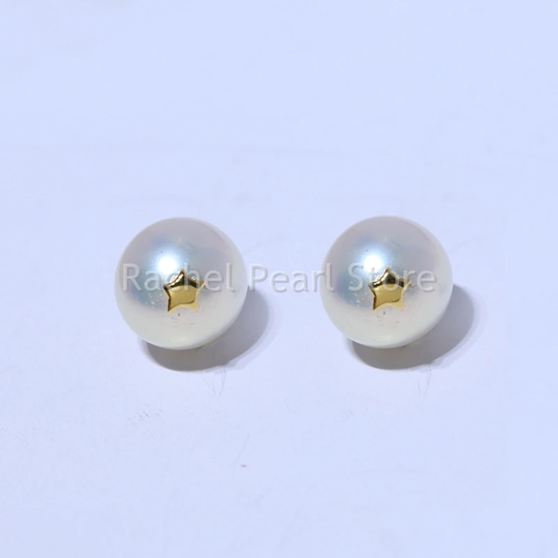 Moon Star 8-9mm Luxurious Natural White Seawater Akoya Pearl Fine Jewelry Stud Earrings At Wedding For Women