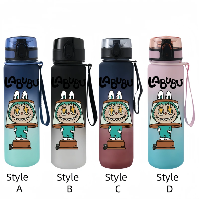 LABUBU 650ml Cartoon Characters Portable Water Cup Large Capacity Sports Outdoor Plastic Leak-proof Water Bottle Children's Gift