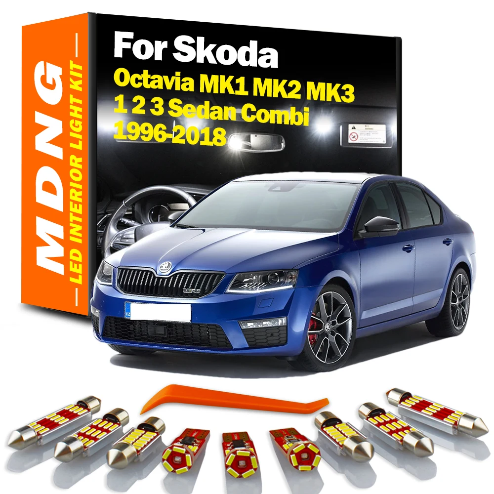 MDNG For Skoda Octavia MK1 MK2 MK3 1 2 3 Sedan Combi 1996-2017 2018 Vehicle LED Interior Map Dome Light Kit Car Led Bulbs Canbus