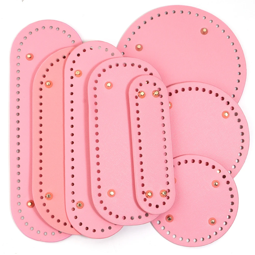 قاعدة بيضاوية مصنوعة يدويًا لحقيبة محبوكة من جلد البولي يوريثان وقاعدة حقيبة يدوية مع ثقوب وإكسسوارات سفلية لحقيبة كروشيه ذاتية الصنع