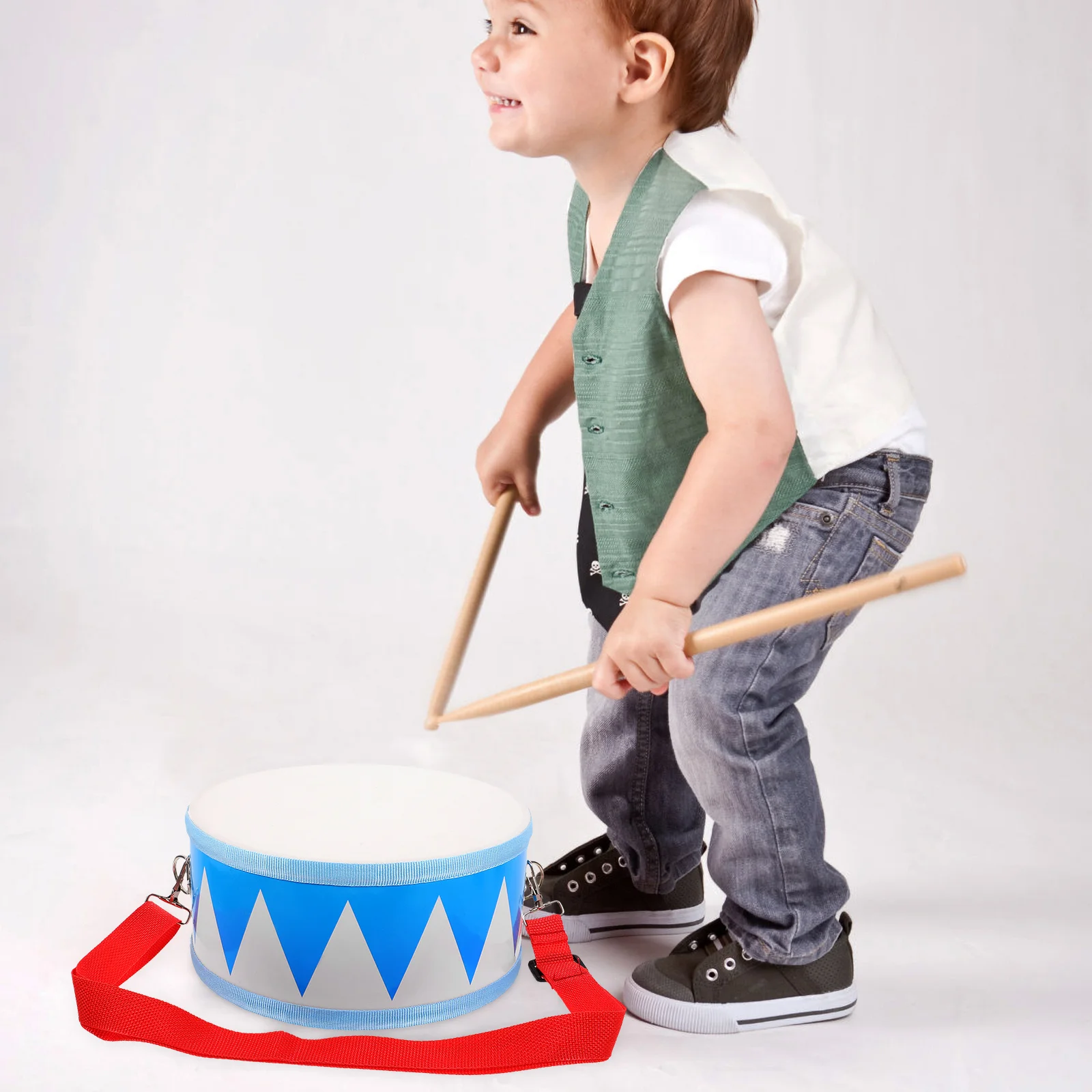 1 مجموعة طفل مجموعة طبلة خشبية للأطفال كمين طبل الطفل أداة عزف موسيقى التعليمية إيقاع التعلم أداة #5