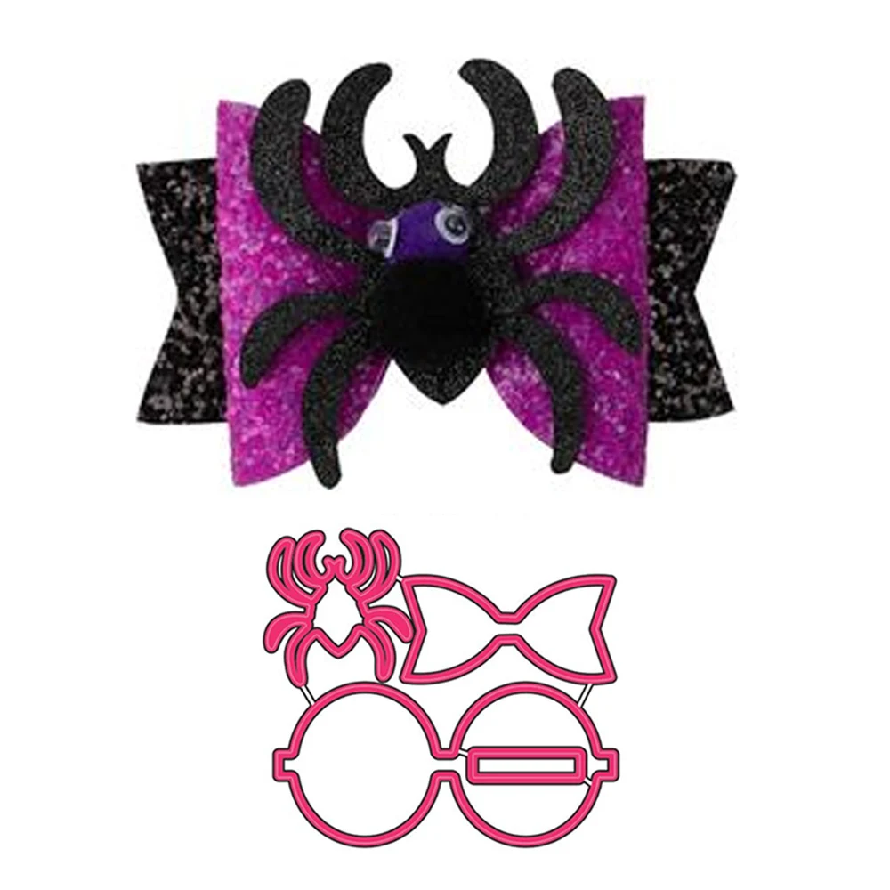 Spider Halloween Hair Bow Die Metal Cutting Dies Scrapbook for Leather Crafts Handmade DIY Bowknot Making for Girls Women