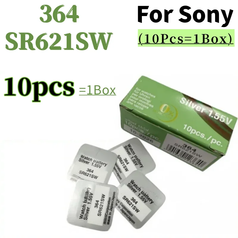 10Pcs  For SONY 364 SR621SW AG1 LR621 364 164 531 SR621 SR60 CX60 Button Battery For Watch Toys Remote Cell Coin Batteria