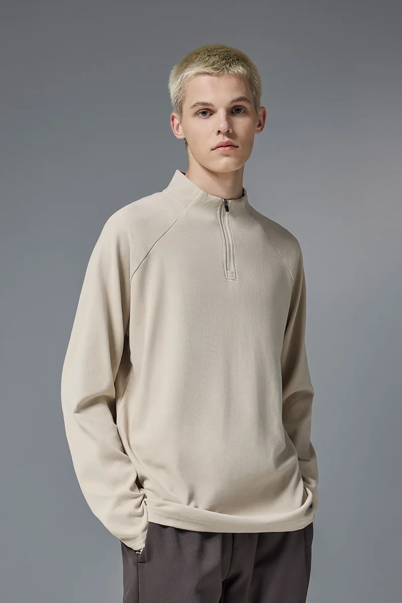 Double-sided Velvet Half-zipper Outdoor T-shirt 2026 Spring and Summer Warm Ragged Sleeves