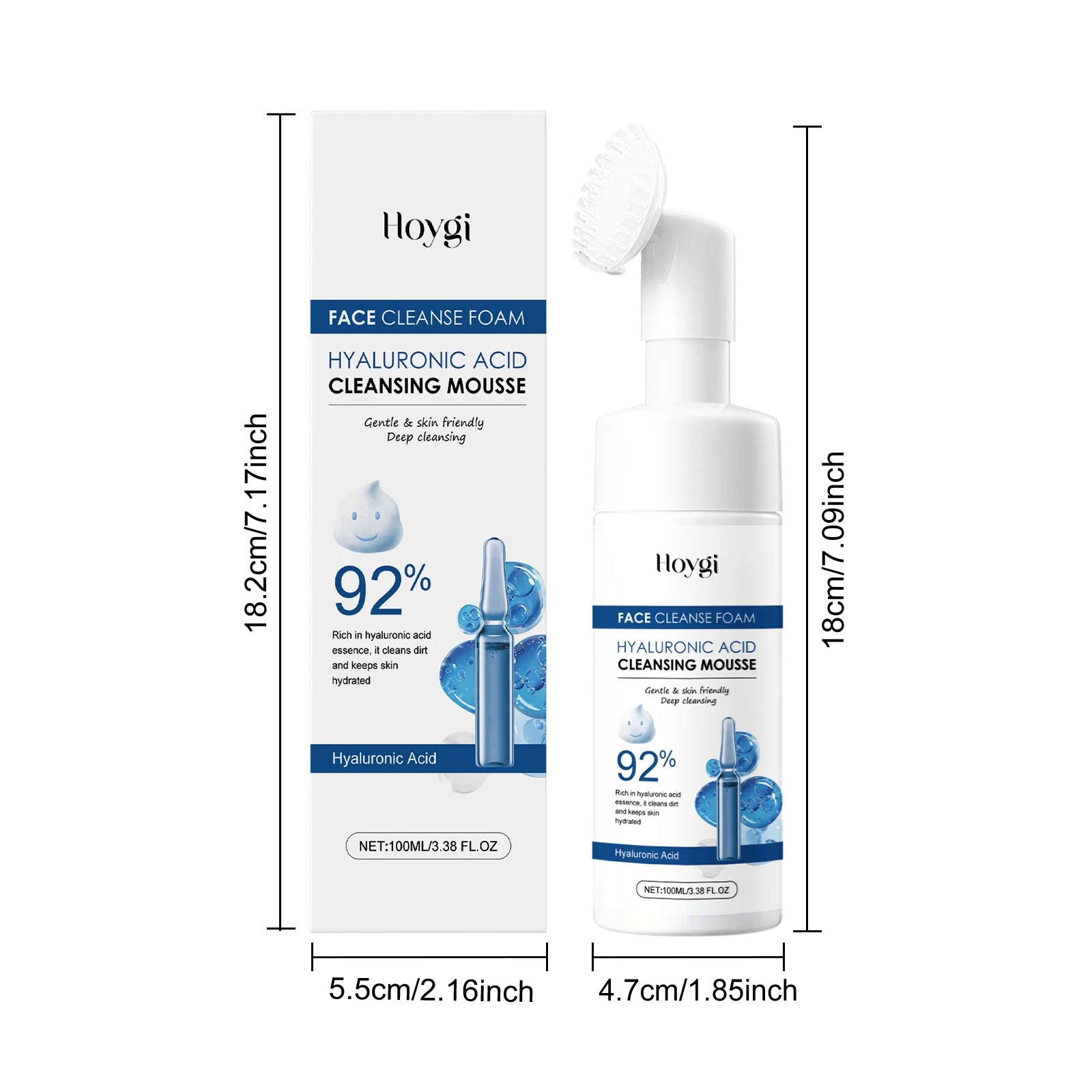 رغوة تنظيف حمض الهيالورونيك، تنظيف بشرة الوجه بشكل معتدل وتخفف الخطوط الدقيقة، ترطيب عميق، منظف للوجه المغذي