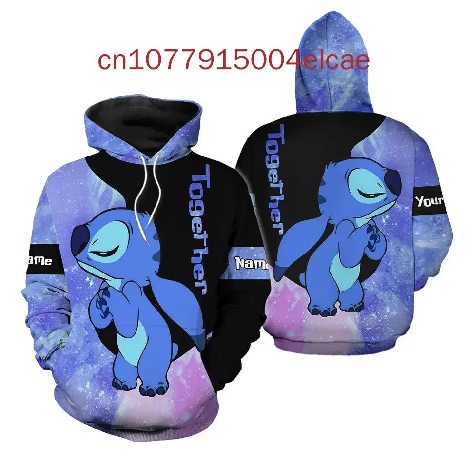 Disney Stitch And Angel Hoodie New Printed Casual Street Harajuku Y2K Men's and Women's Hoods