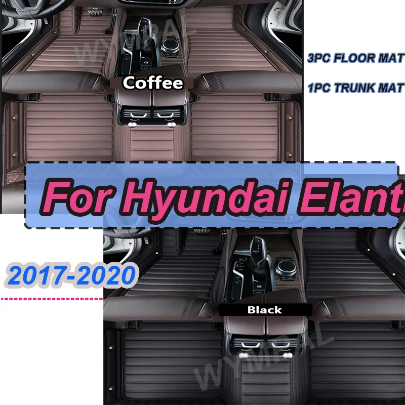 

LUXURY Car Floor Mats For Hyundai Elantra Avante AD MK6 2017~2020 Luxury Leather Mat Auto Carpet Rug Set Parts Car Accessories