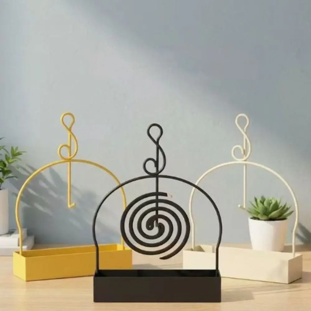 Soporte creativo de hierro para incienso antimosquitos con forma de nota musical, colgante, recogedor de cenizas, estante para incienso antimosquitos, suministros para el hogar