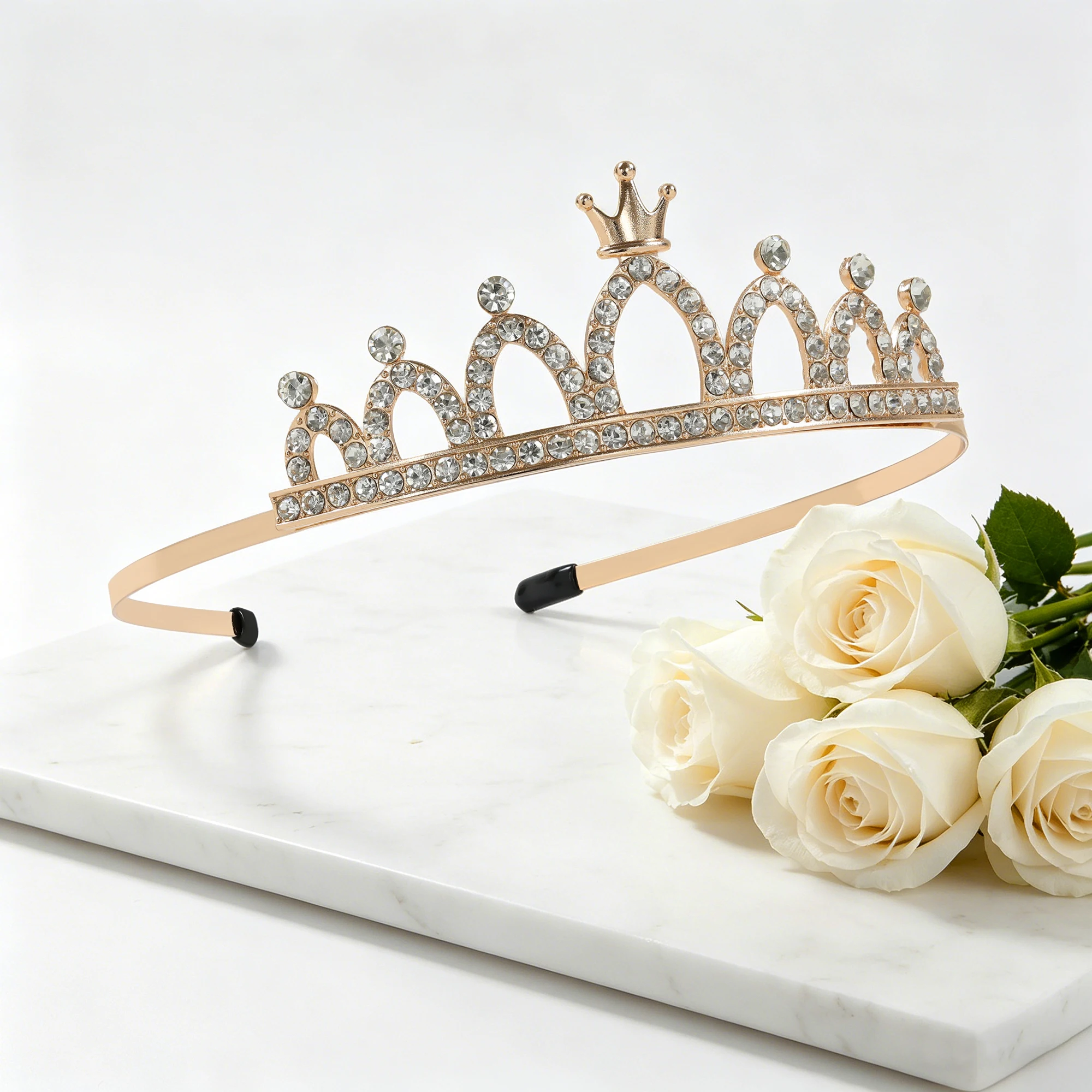 2026 New Cross-border Minimalist Crown Alloy Rhinestone Hair Accessories for Party Banquet Daily Wear view 3