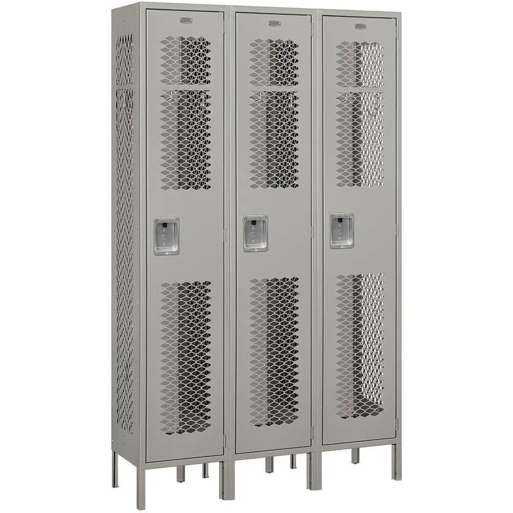 

45-Inch Wide 6-Foot High 15-Inch Deep Unassembled Extra Wide Vented Metal Locker, Gray