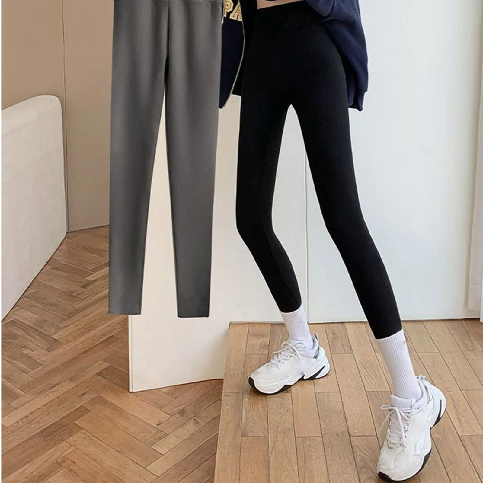 Skinny Warm Fleece Legging Balck Beige Seamless Push Up Sport Yoga Slim Bottom Pants Stretchy High Waist Thermal Tights Trousers