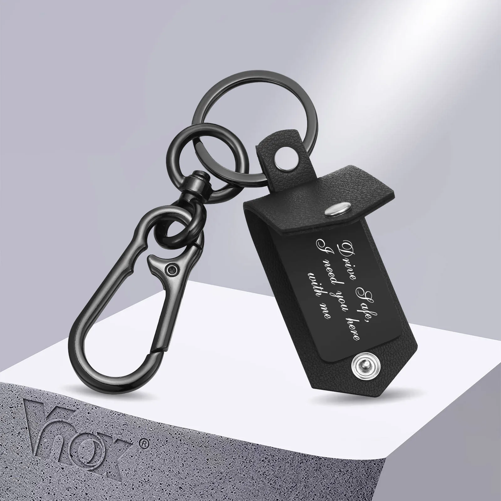 

Vnox Customize Keychain for Men, Personalized Drive Safe Key Chain Keyring with Big Lobster Clasp, Father's Day Gift for Dad Him