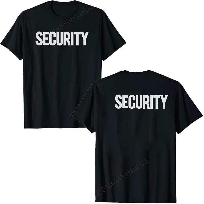 Security T-Shirt Front Back Print Mens Tee Staff Event Uniform Male Works Clothing Coverall Short Sleeve Blouses Graphic Tee Top