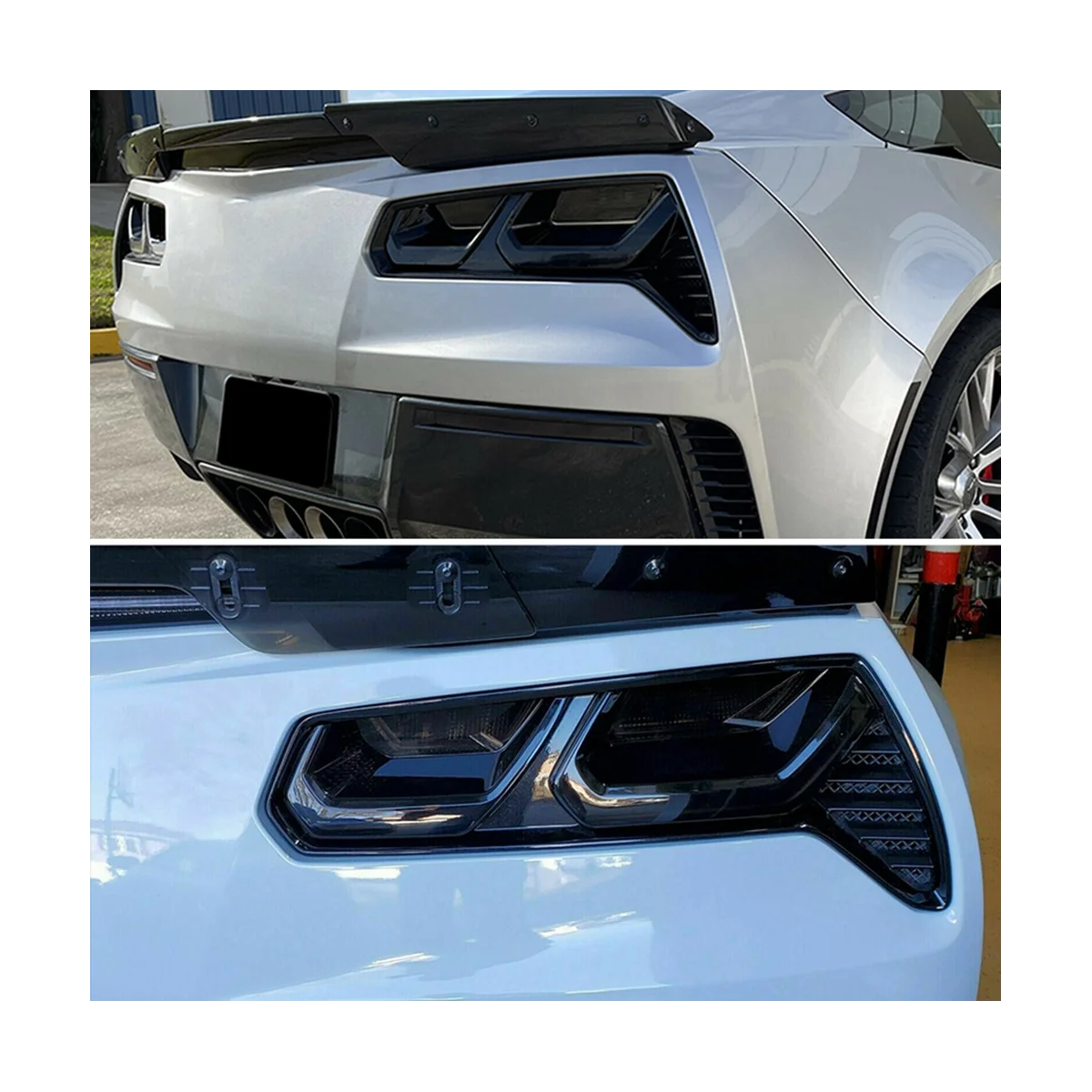 Tampa de luz de nevoeiro traseiro do carro, adesivo guarnição, acessórios-preto fumado, apto para Chevy Corvette C7, 2014-2019