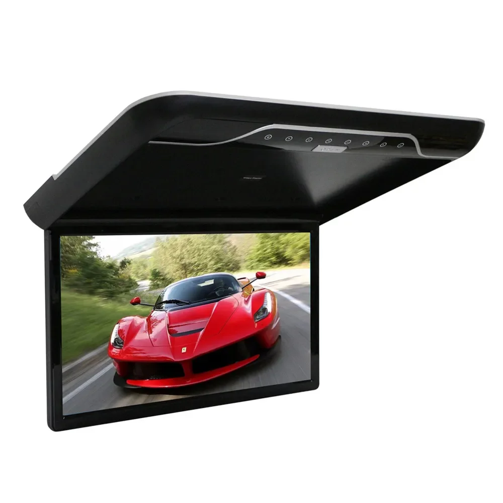 19 Inch Car Roof Mount Monitor HD LCD Screen Motorhome Video Audio MP5 Player Flip Down Auto Ceiling TV Display USB FM 1080P