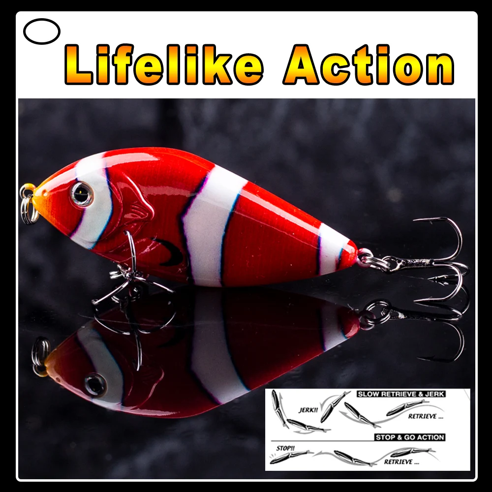 AYWFISH Jerk Sinking Fishing Jerkbait Baby Predator Slider Lures VIB Hard Crankbait Wobbler 7CM 14.5G Pike Musky Killer Tackle