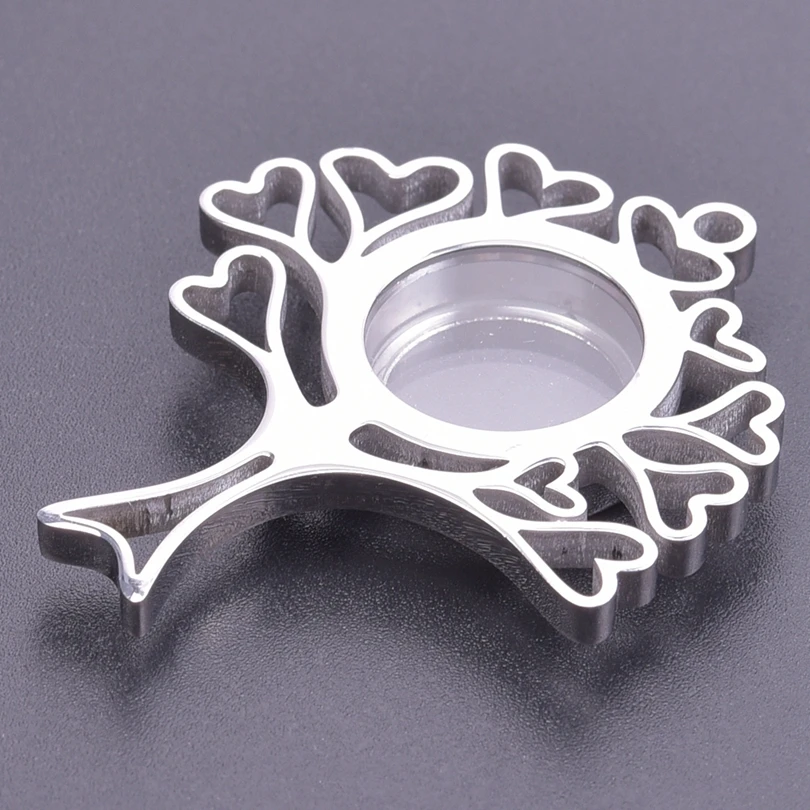 

5pcs Stainless Steel 15mm Tree Shape Floating Charms Picture Memory Photo Locket Pendant DIY Living Medallion Necklaces Jewelry