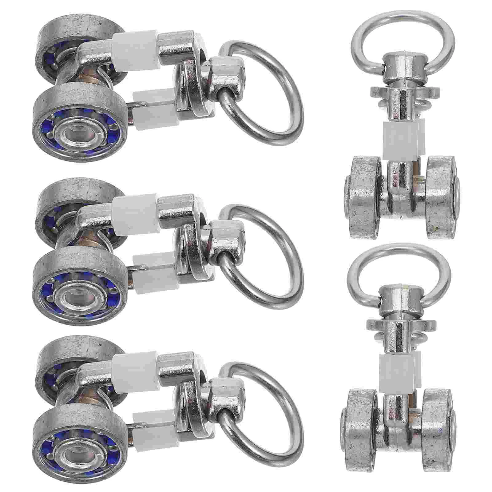 

5 Pcs Curtain Accessories Roller Car Kit Metal Rollers Track Gliders Rail Twin Wheeled Carriers Toddler Shower Rings