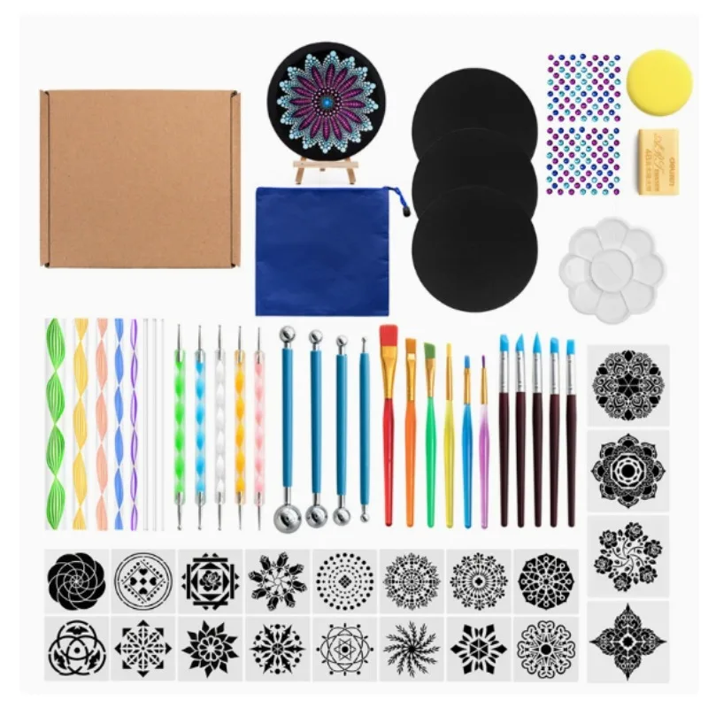 60pcs Mandala Dotting Tools Painting Kit - Rock Dot Paint Stencils Tool for Nail Stone Mandala Arts Drawing  | Mothers Day Gift
