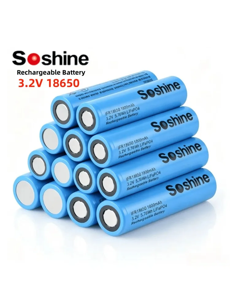 Bateria Soshine 3,2 V 18650 LiFePo4, bateria akumulatorowa 3,2 V 1800 mAh, baterie 18650 1800 mAh do ładowania, 2000 cykli, wysoka jakość. — zdjęcie produktu 7