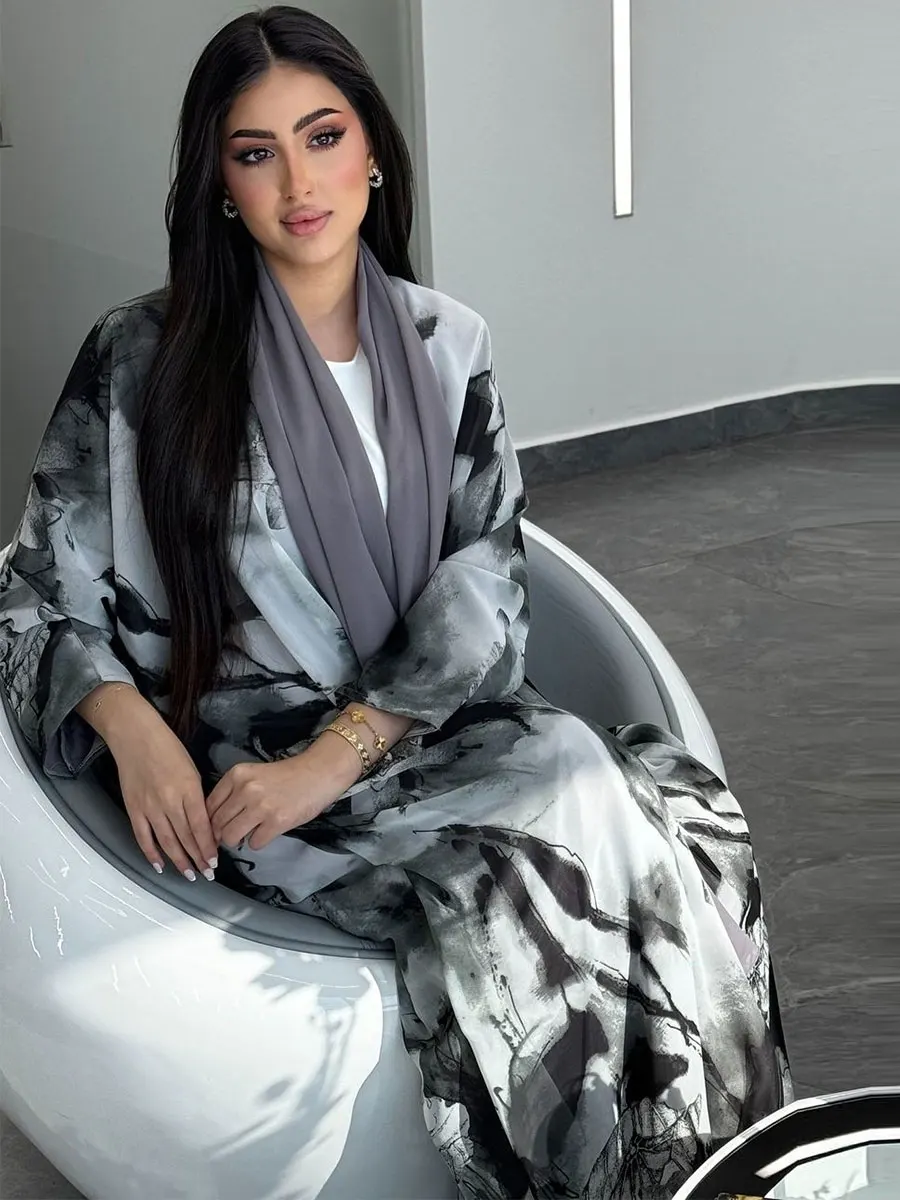 Abaya abierta de Dubái para mujer musulmana, manga de murciélago, cárdigan elegante, informal, marroquí, Islam saudita, bata caftán de moda, 2024