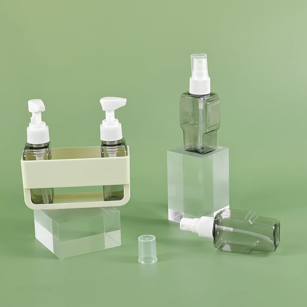 4 in 1 Empty 50ml*4 Travel Size Toiletries with a label, Plastic Travel Bottles Leak Proof, Cosmetic Conditioner and Lotion