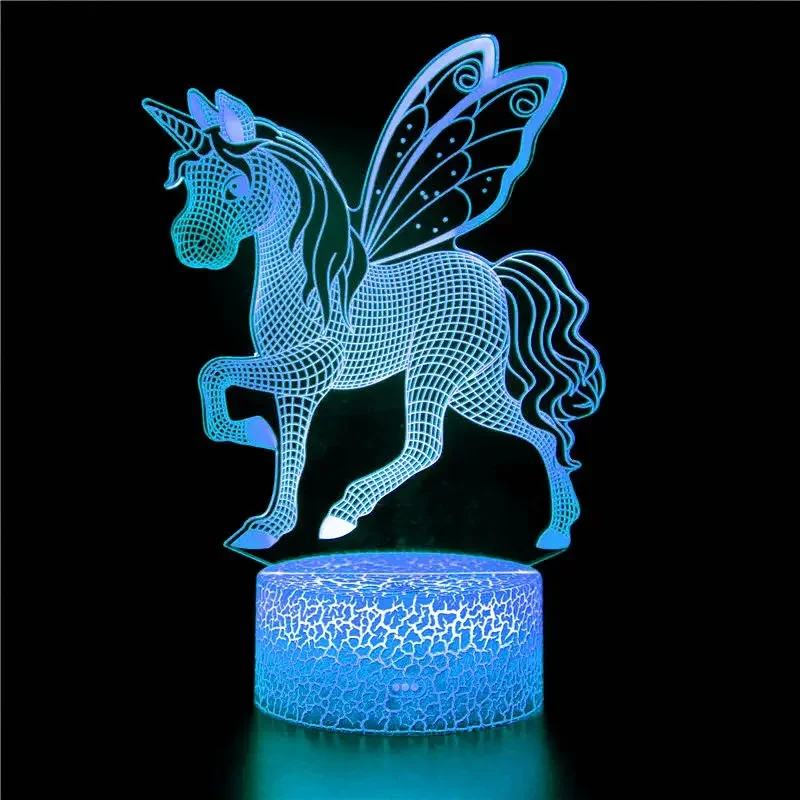 3D Unicorn Night Light LED Table Lamp USB Wall Lamp Christmas Birthday Gift