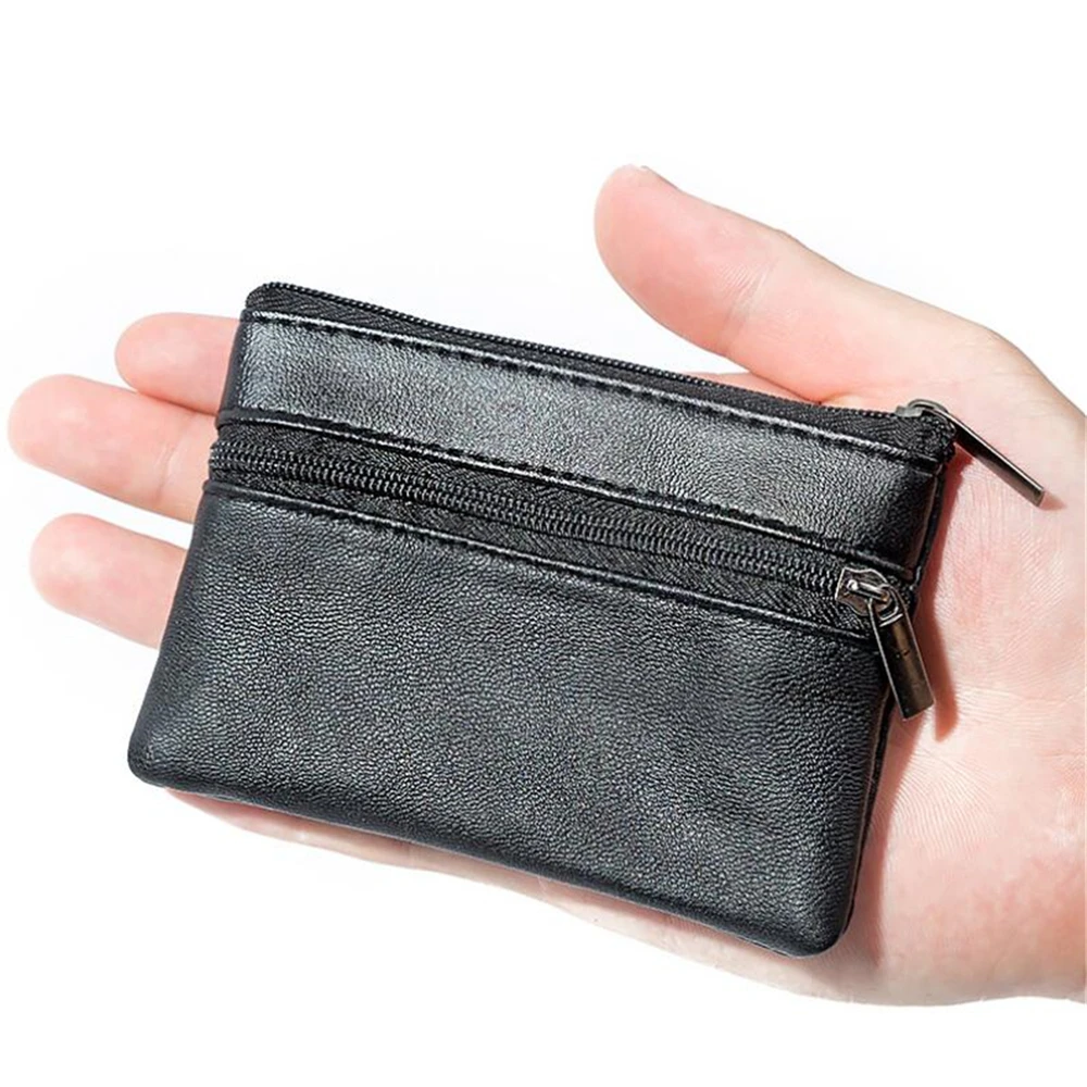 Genuine Leather Mini Coin Purse MenTop Layer Cowhide Wallet Women Zipper Vintage Card Bag Short Lady Pouch Key Soft Holder Case