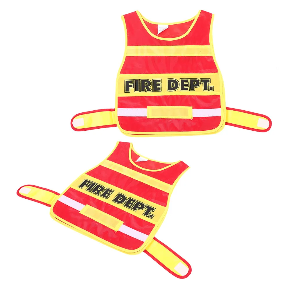 2 uds., chaleco de bombero para niños, disfraz de bombero para niños pequeños, traje de juego de rol, tela suave, suministros para disfraces de juegos para niños