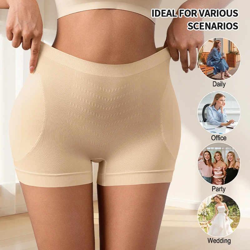 Flarixa Women Butt Lifter Shaper Shorts Removable Hip Pads Tummy Control Hip Enhancer Seamless Body Shaping Safety Underwear