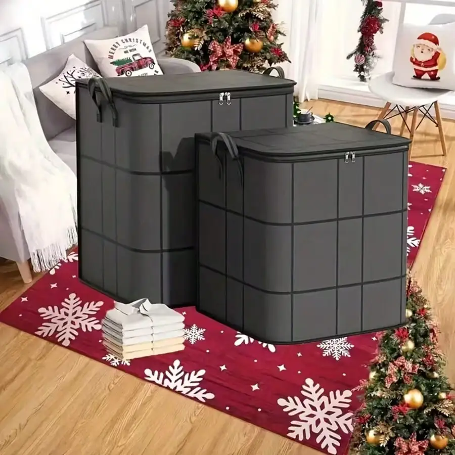 Foldable Wardrobe Storage Box, Large Capacity Storage Box, Space-Saving Foldable Storage Box For Clothes And Quilts, Household Double Zippered Organizer Bag With Handle, Suitable For Moving, Travel, Storage Baskets And Under-Bed Storage Bags.