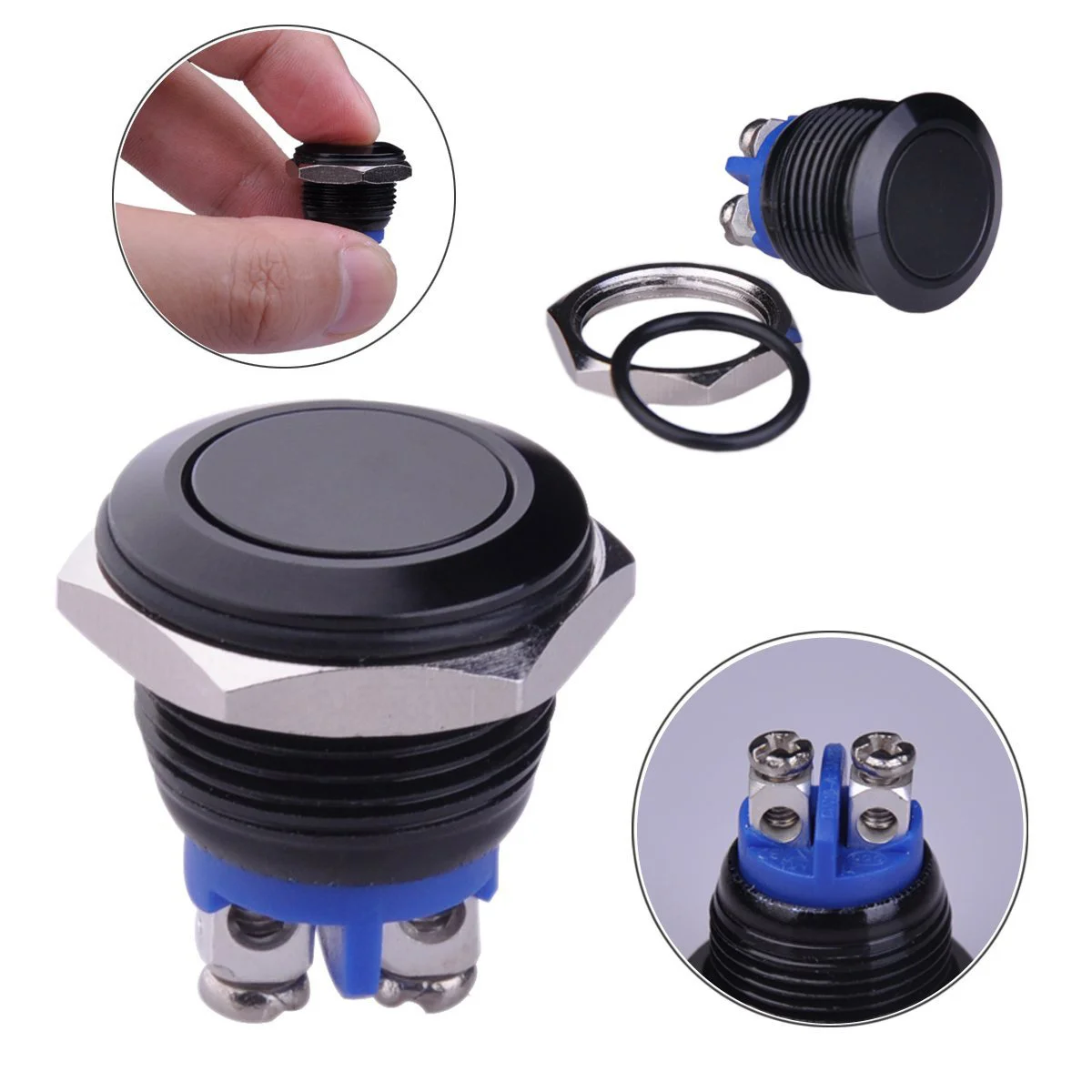 

1pcs Automatic Reset Push Button Switch Metal Shell 16Mm 12V For Car Suv Truck Rv Boat Vehicle Electrical System Control
