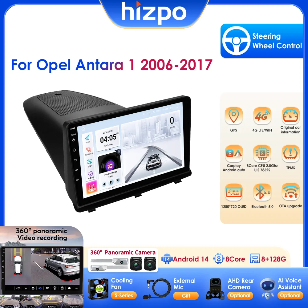 

Hizpo Wireless Carplay Мультимедийный GPS для Opel Antara 1 2006-2017 Android Автомобильный радиоприемник Стереоплеер Navi BT 4G RDS DSP Автораadio