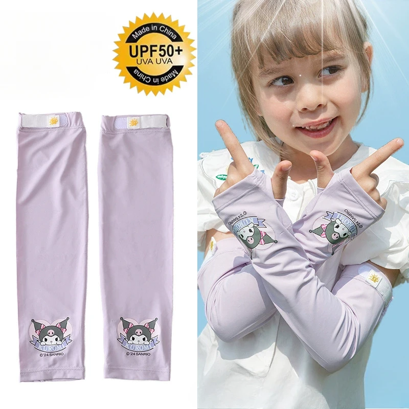 Sanrio Kuromi Kids Sun Sleeves UPF50+ Adjustable Cooling Arm Covers Summer UV Protection for Girls with Breathable Mesh Outdoor