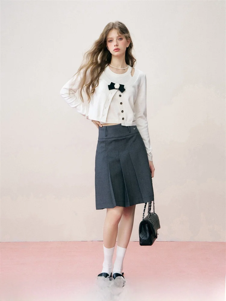 

Юбка А-силуэта Ele ey Kroche с пышными складками и богатой отделкой, женская, с высокой талией, из смесовой полиэстеровой ткани