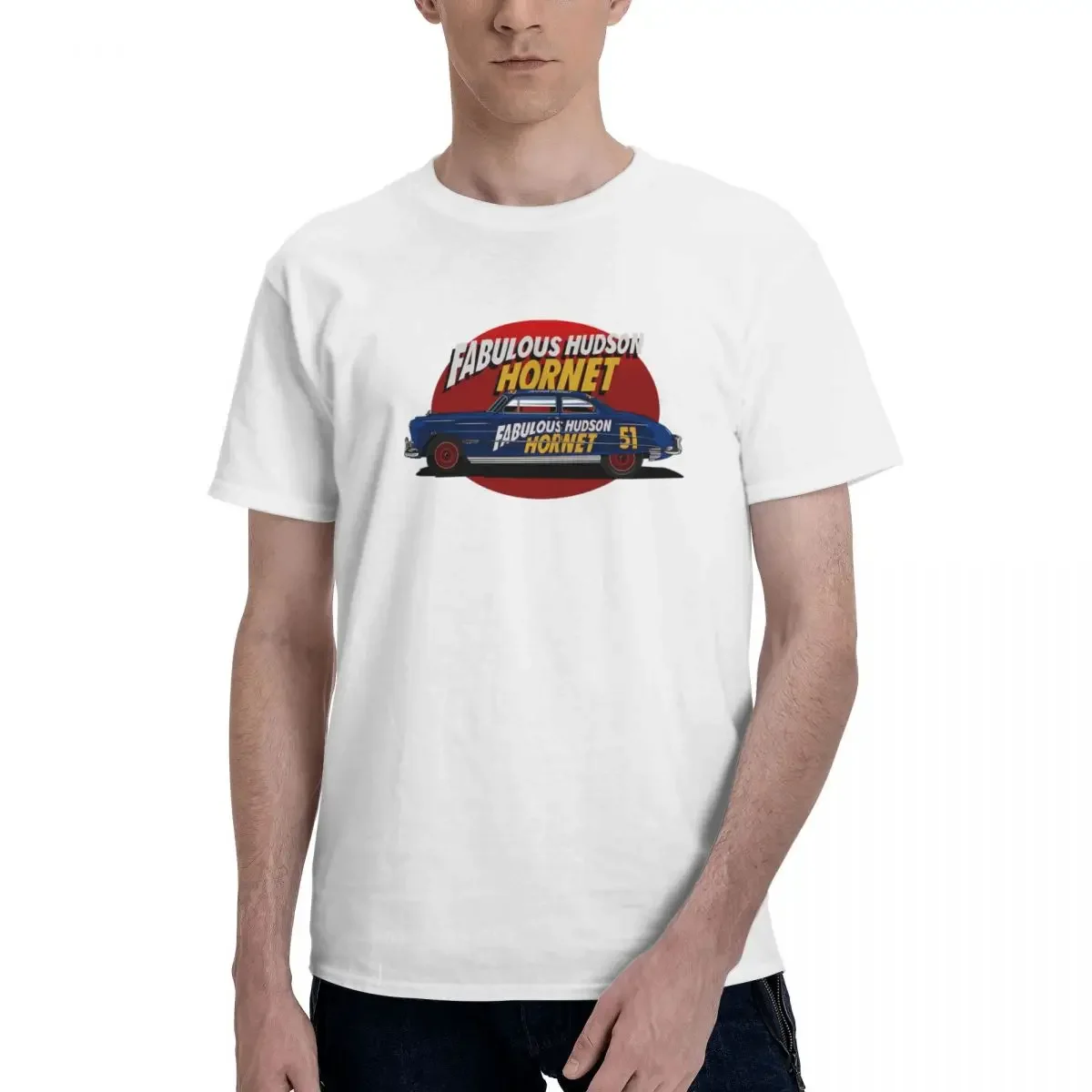 Fabulous Hudson Hornet Illustration By Petrothings Men T-Shirt Funny Plus Size T Shirts Men's Crew Neck Cotton Tees Short Summer