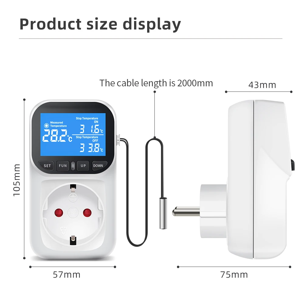Imagem -06 - Controlador de Temperatura Termostato Digital Sensor de Saída Soquete com Temporizador Aquecimento e Refrigeração Aquicultura 16a 220v