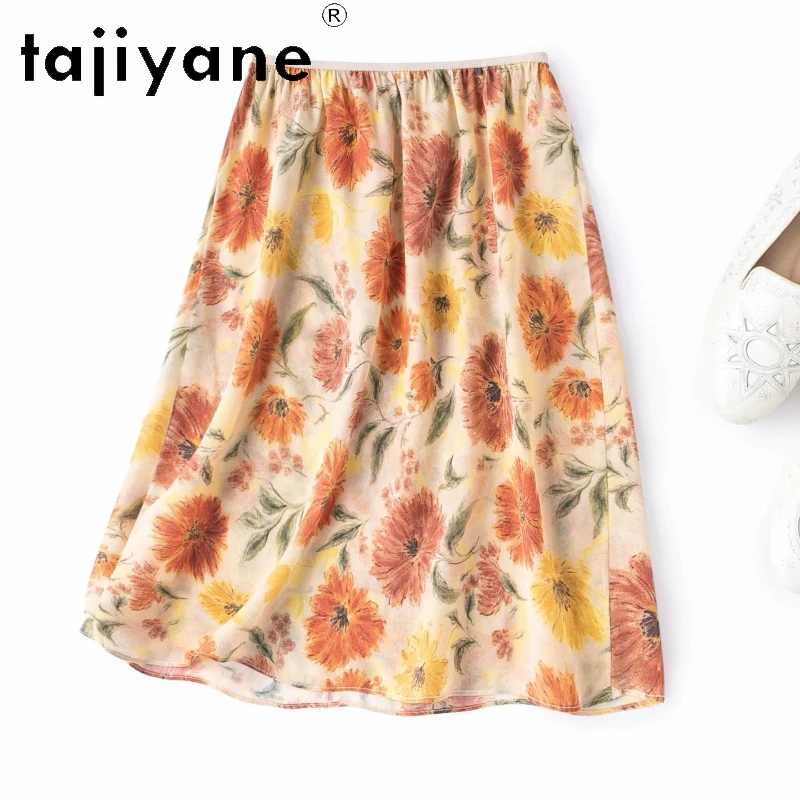 

TAJIYANE Women Silk Short Skirt 100% Mulberry Silk Printed Mini Skirts Summer Straight Skirt Woman Clothes 2026 Юбка Женская