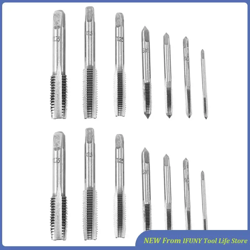 

14Pcs M3 To M12 Metal Hand Screw Machine Metric Taper Plug Tap Drill Bit Kit Silver New