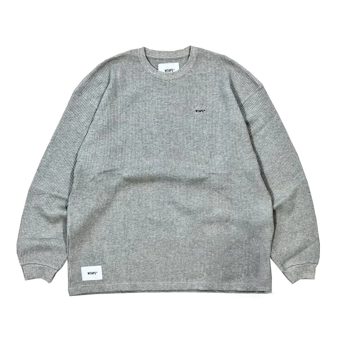 WTAPS Men's Waffle Knit Long Sleeve T Shirt Japanese Cityboy Oversized Heavyweight Crew Neck Casual Pullover Top