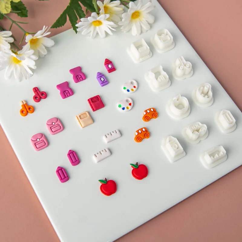 10 قطعة سلسلة القرطاسية الصغيرة الكرتونية قالب الطين الناعم قالب سريع DIY بها بنفسك أقراط المعلقات كتيبات القرطاسية الديكور الهدايا #4