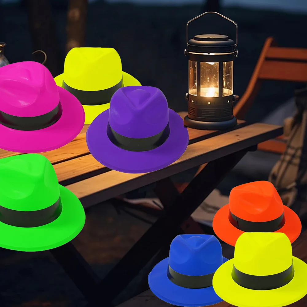 

12 fluorescent retro jazz hats, British Western cowboy hats, holiday hats, unisex plastic hats