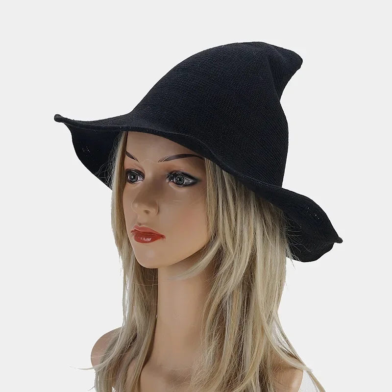 Vintage Halloween Witch Hat Woolen Long Point Hat for Women Halloween Party Hat Magical Hat Festival Party Cosplay Decoration